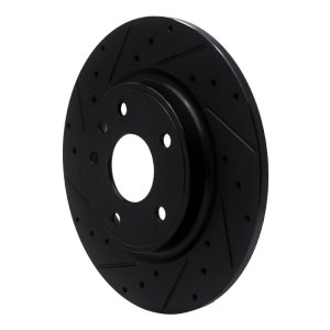 Chrysler Grand Caravan Brake Rotor (1) - Rear Left - R1 Concepts - Drilled & Slotted - Black - `17-`25